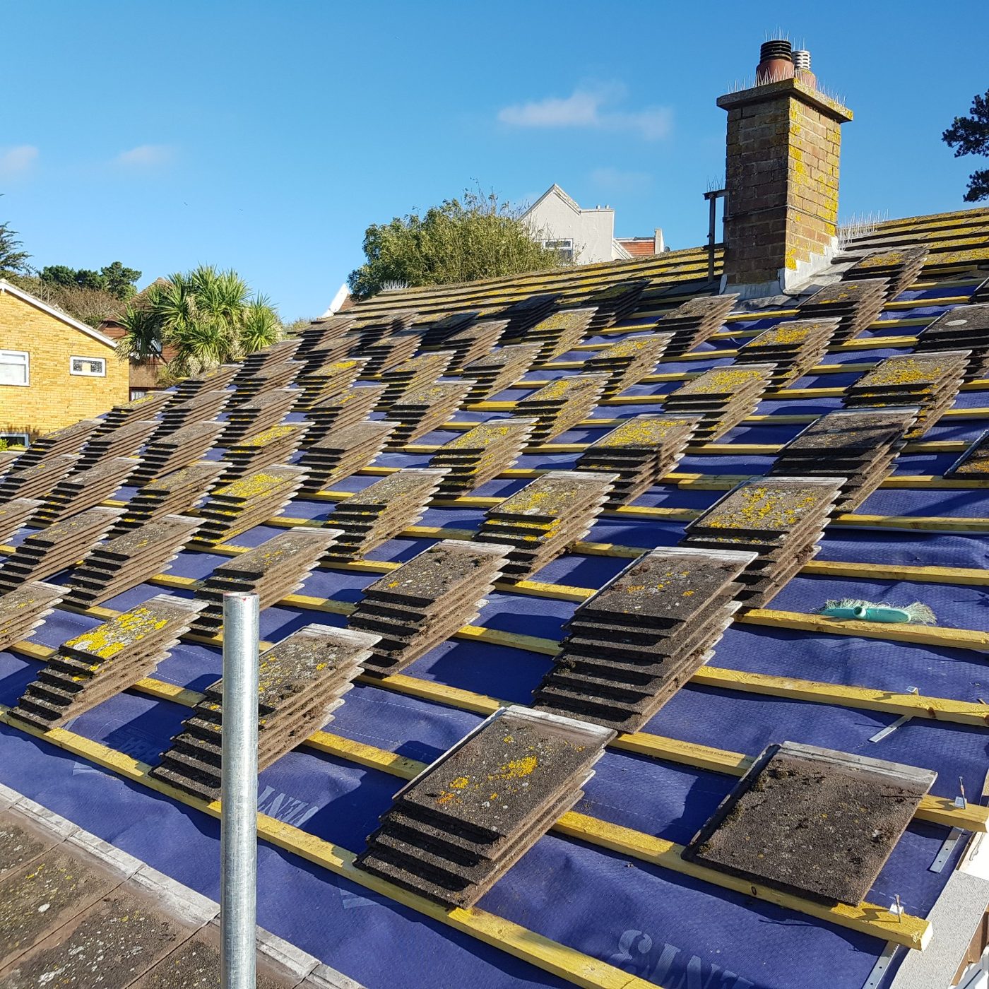 Roof replacement in progress